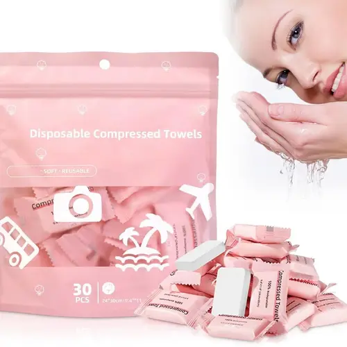 Silky Biodegradable Disposable Facial Towel Wipes - Extra Thick, Soft, Large Size, Alcohol-Free for Sensitive Skin, Travel, Makeup Removal - Disposable Daily Face Makeup Remover (30 Count), Quick Clean,back to school,back to school haul