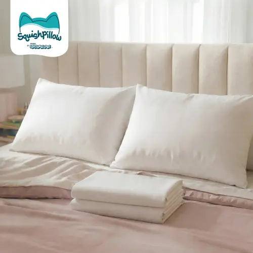 SquishPillow Bed Pillow & White Pillowcase 2-Pack – Signature Fibers, Ergonomic Comfort & Support – Soft, Medium or Firm
