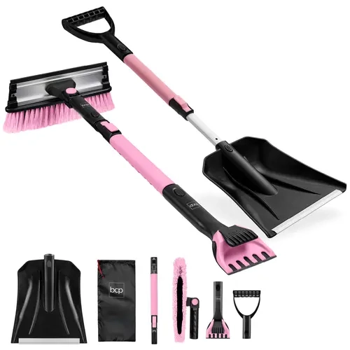 Best Choice Products 39 Extendable Snow Brush with Shovel, Squeegee & Ice Scraper with Storage Bag"