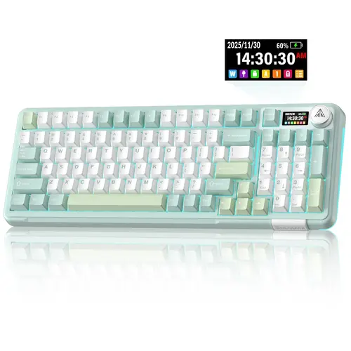 Solakaka A99 Pro Creamy Mechanical Gaming Keyboard - Hot-Swappable Customizable Switches, LCD Screen, Control Knob, Tri-Mode BT/2.4G/USB-C, Rechargeable Batteries, ARGB, Work From Home Wireless Bluetooth Keyboard for Computers