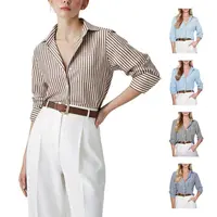 Siliteelon Striped Button Down Shirts Long Sleeve for Women Dress Shirts for Spring and Summer Old Money Outfits Collared Office Work Shirt with Pocket Comfy Business Casual & Chic | Designer Style Inspo