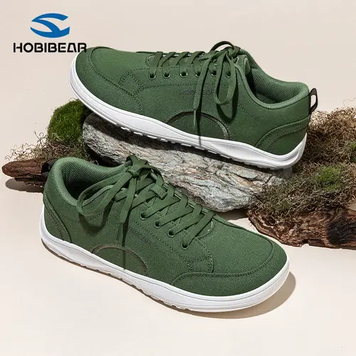 HOBIBEAR Women's Wide-Toe Low Top Lace-Up Fabric Sneakers - Trendy Walking Sneaker, Sporty Chic Ankle Footwear, All Seasons Lightweight Casual Shoes with Durable Rubber Sole for Spring/Autumn Outdoor Daily Wear