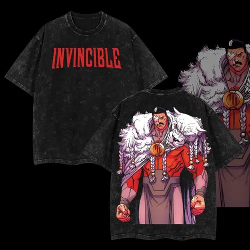 Men's Thragg The Conqueror Viltrumite War Invincible Comic Oversize Vintage Round Neck Short-Sleeve Acid Washed Lightweight Double Printed Graphic T-Shirt, Superhero Fan Top