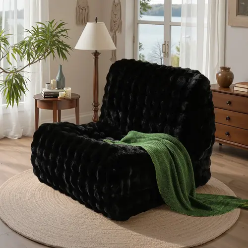 XIZZI 39" Oversized Bean Bag Chair for Adults - Memory Foam, Fluffy Faux Fur & Comfy Corduroy Bean Bag Couch, Renter-Friendly Comfy Couch for Living Room, No Assembly Required