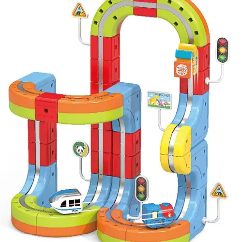 3D Magic Flexible Track Electric Train DIY Set, Flexible Race Track Model Building Kits with Anti-Gravity Function, Bricks & Parts for Children Development, Construction STEM Toy for Ages 3-8 (100+ Play Options, Birthday Gift)