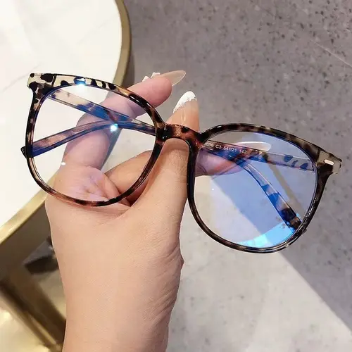 Women's Leopard All Over Print Eyeglasses Frames - Blue Light Blocking, Anti-UV Trending Decorative Glasses, Work+Study Ready Fashion Accessories for Daily Screen Viewing