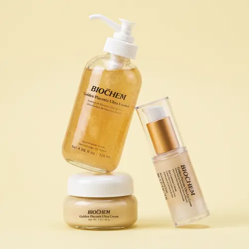 Biochem Anti-Aging 3-Piece Skincare Set - Golden Placenta Daily Liquid Serum, Firming Face Cream, Eye Cream for Dry & All Skin Types, Non Toxic, Cruelty-Free, Fragrance Free, Hyaluronic Acid, Plump, Moisture, Skin Repair, Radiance, Unisex