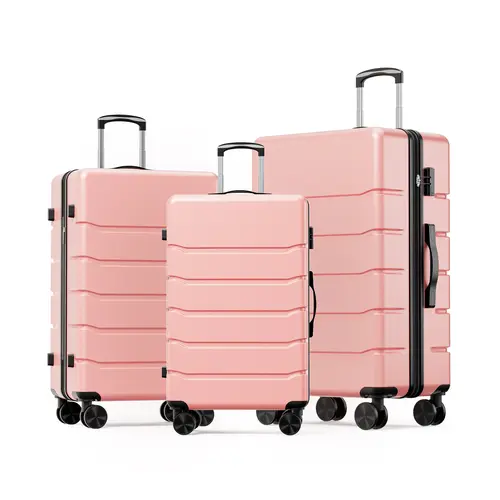 Sweetcrispy 3-PCS Hardshell Luggage Sets - TSA-Proof, Light Yet Tough, Expanding, High-Capacity, Spinner Wheels Suitcases with TSA Lock, Travel Gear (20in Carry On, 24in, 28in), Bronze Black