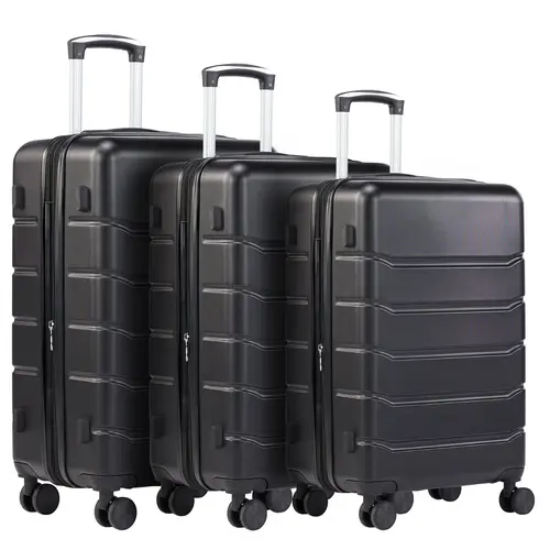 Sweetcrispy 3-Piece Hardshell Luggage Set - 20/24/28 in Carry On & Checked, Lightweight Expandable Rolling Spinner Suitcases with TSA Lock, Bronze Black, for International Travel, Hardshell Luggage Sets