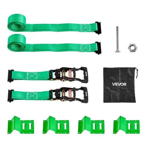 【toolupgrade】VEVOR Wheel Chock Tie-Down Kit, Chock-Style Trailer Tie Down Strap, Car Tie Down Kit with Buckle, Break Strength 4380 lbs & Working Load 1460 lbs Motorcycle Tie-Down System for ATVs, UTVs & Trailers, Strength Poly, High-Strength