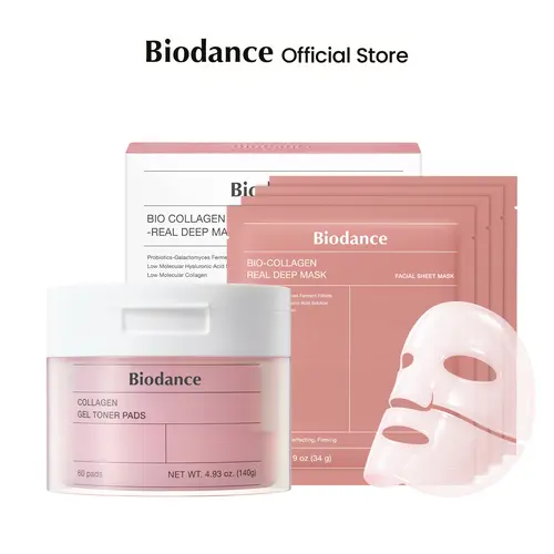 [Biodance Official] Morning & Night Glow DuoㅣCollagen & Cera-nol Viral Biodance Hydrogel Mask & Gel Toner Pad, Hydrating Moisturizing Dewy Skin, Double Glow Skincare