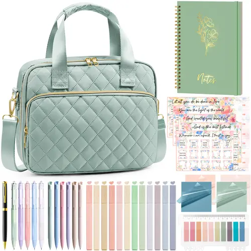 (Official)Floe Bible Cover Case for Women Large Quilted Book Bag with Shoulder Strap Highlighters Tabs Journaling Kit Easter Valentine Christmas Christian Gifts, Book Accessories, Bible Study