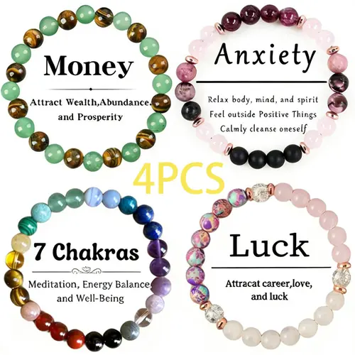 Money Attraction Bracelet with Green Aventurine & Tiger Eye - Blue Friendship Crystal Bracelet Beaded Jewelry Protection Bracelet Encouragement Gift For Her Fashion Artificial Bracelet Daily Wear