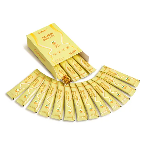 LeafStory Collagen Glow Reset Jelly (17/7 Sticks): Orange Flavor, Collagen, Support Skin Health & Elasticity, Support Hair & Nails, Stress Relief & Nerve Health, Sugar-Free, Gluten-Free, Non-GMO, Gelatin-Free, Natural Ingredients-G