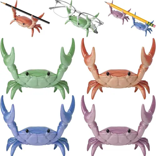 4Pcs Desk Crab Pen Holder, Creative Crab Pen Holder, Weightlifting Crabs Penholder Bracket Storage, Desk Pen Stand for Pen Storage Office Desk Display Decorations, Unique Gift Idea, Desk Supplies, Desk Organization