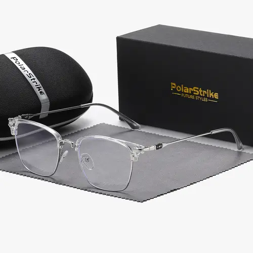 Unisex Polarized Full-Rim Anti-Blue Light Glasses, Classic Square Flat Lens, Casual Style, Stylish Square Frames, Metal Frame, All Seasons Wear, Square Frame Eyeglasses, Square Frame Eyewear