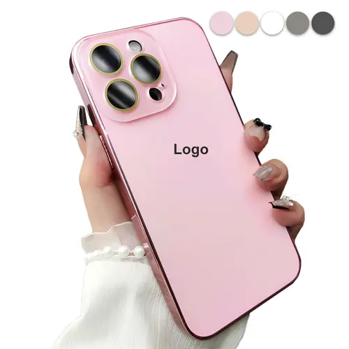 Luxury Shiny Electroplated Matte Acrylic Tempered Glass Case for Phone 17 16 15 14 13 12 11 Pro Max,Original Color Plating Phone Case All-Inclusive Ultra-Thin Frosted Case
