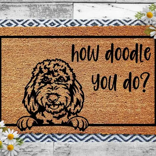 Doodle Themed Welcome Doormat - Goldendoodle, Labradoodle, Animal Character Doormats, PVC Wire Loop, Coconut-Free, Dog Lover Gift, Dog Decor, Summerwins