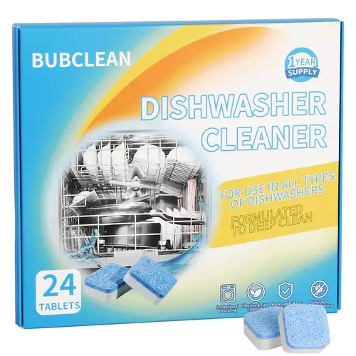 BUBCLEAN Dishwasher Cleaner & Descaler Tablets – 24 Count, 12-Month Supply, Citric Acid, Works with GE/Bosch/Frigidaire/LG/Samsung/Whirlpool/KitchenAid/Kenmore/Maytag/Amana