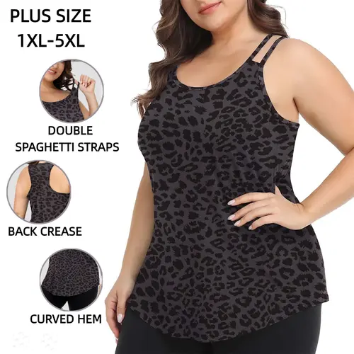 COOTRY Women's Plus Size Baggy Tank Tops, Sleeveless Racerback Workout Shirts for Gym Yoga, Moisture Wicking, Oversize, Workout Tops, Lady, Oversized, Basic, Clothes, Casual, Crew Neck, Sporty Chic, Polyester Mix, Fit, Moisture-Wick
