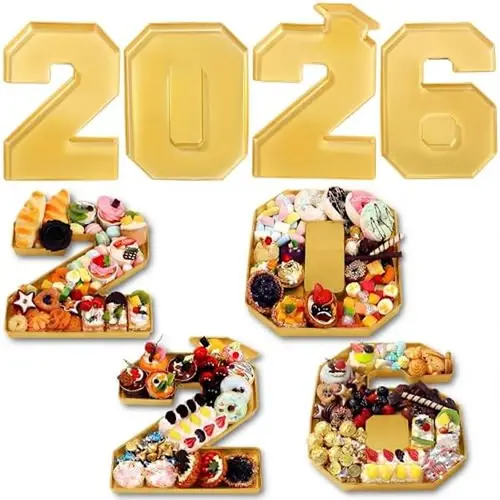 2026 Graduation Disposable Charcuterie Board Set - Fillable Number 2026, 13.7in Plastic Tray Boxes for Candy & Cupcakes, Made for Proud Grad Parties