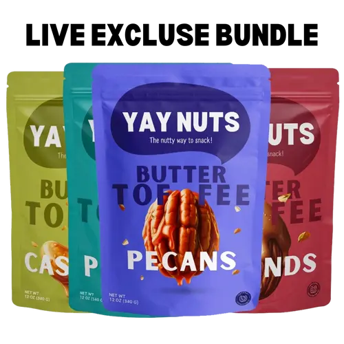 Yay Nuts Live Exclusive Butter Toffee Nuts Bundle – 2 Pack & 4 Pack Bundles