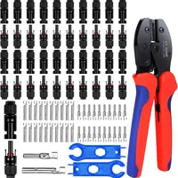 Pro Solar Panel Connectors & Tool Kit Secure Setup - 60PCS Solar Crimper Tool Kit with 30 Pairs Male/Female Solar Connectors, Metal Terminals, 1PCS Solar Crimping Tool & 2PCS Spanner Wrench for 2.5/4mm² PV Cable