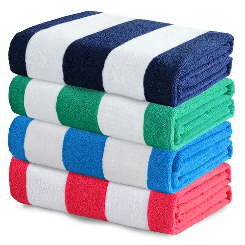 【SohoChic】Exclusivo Mezcla 4 Pack Beach Towels, Large Microfiber Striped Beach Bath Pool Towel Set for Kids and Adults, Lightweight and Absorbent 4 Piece Bath Towel Set, Towels Bundle, Dorm Room Shower Essentials for College Students, Bulk Beach Tow