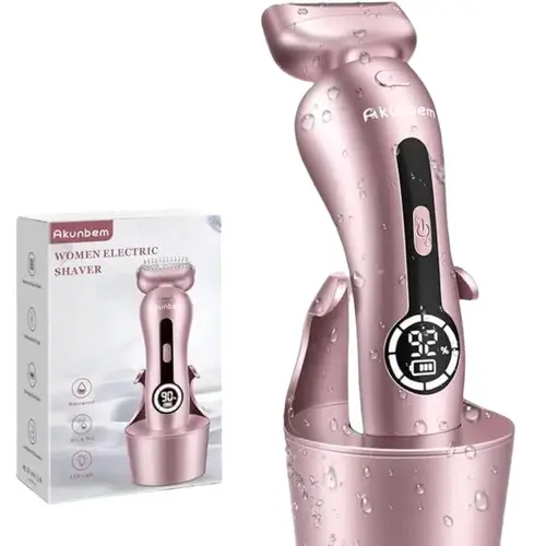 Akunbem Electric Shaver for Women Best Electric Razor for Womens Bikini Legs Underarm Pubic Hairs Rechargeable Trimmer with Detachable Head Cordless Wet Dry Use Precise Safe Waterproof