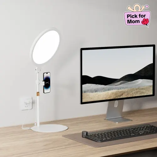 Weilisi Desk Ring Light with Stand - 10.5'' Desktop Ring Light with Phone Holder for Video Recording, Adjustable Desk Lighting for Webcam, Meetings, Live Stream, Home Office