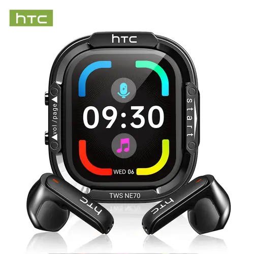HTC NE70 Bluetooth 6.0 Earbuds - Lightweight In-Ear IPX5 Waterproof Wireless Headphone with Smart Tap to Control, Built-In Microphone, Mobile Audio Support for Office, Sports Use