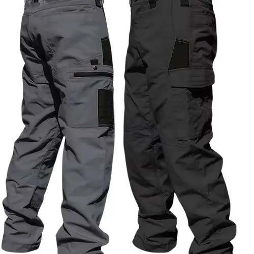 HOMUG Men's 2-Pack Solid Color Tactical Cargo Pants, Multi-Pocket Design with Zipper Closure, Durable Outdoor Training Trousers, Available in Multiple Colors, Ideal for Outdoor Activities, Hiking, Camping and More, 230 GSM Men's Pants