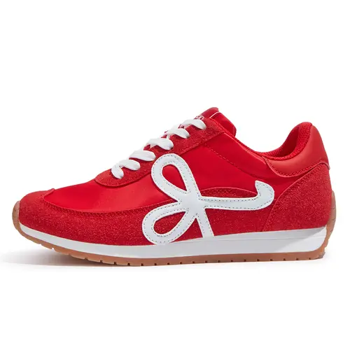 LUCKY STEP Women's Suede Lace-Up Sneakers - Trending Low-Top Breathable Mesh Casual Trainers for Running, Walking, Summer Casual Wear, Round Toe Fashion Shoes