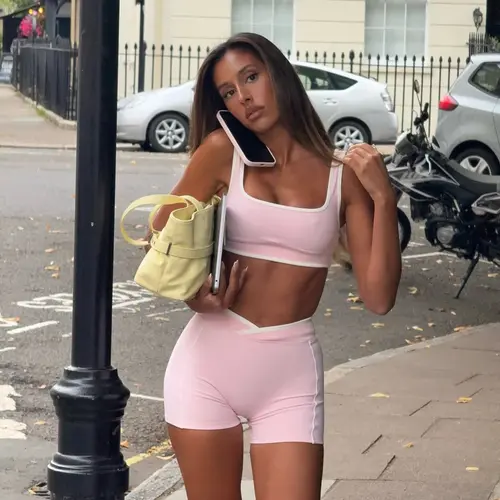 Women's Sporty Sleeveless Colorblock Tank Top Set, Square Neck Cross Waist Design, Summer Athletic Wear Fitness Clothing for Gym, Running and Workout