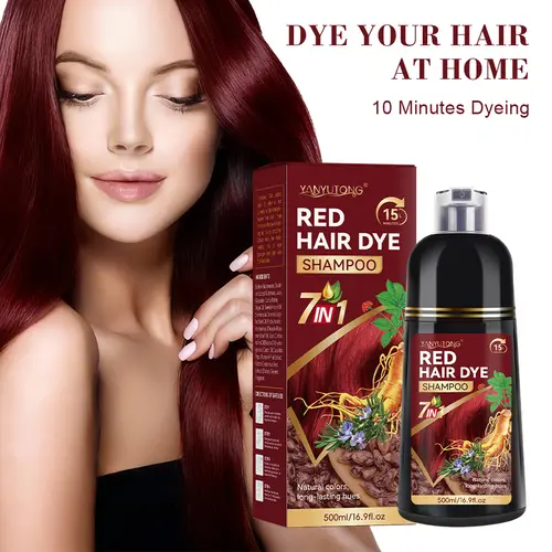 7-in-1 500ml shampoo (Black, Red, Brown, Chestnut Brown, Dark Brown) containing Reishi mushroom and Polygonum multiflorum helps slow hair aging, maintain hair shine and strength, improve follicle nutrition, and support hair loss prevention. tiktokshopspri
