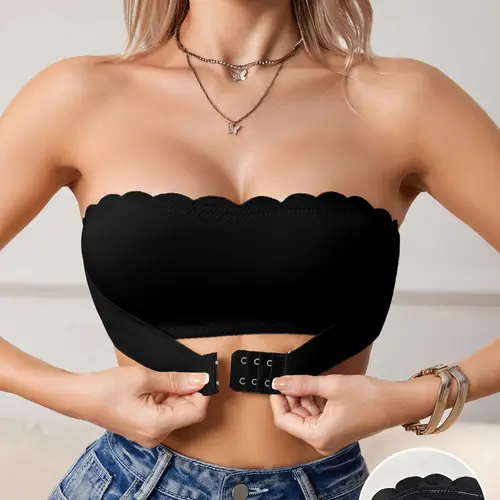 Women's Invisible Adjustable Strapless Shaping Bra, Wave Edge Design, No Padding, Perfect for Daily Wear, Comfortable, Stylish and Casual Underwear, Adjustable Bras