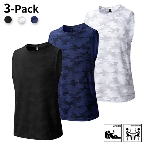 Men’s Quick-Dry Sleeveless Tank Top Set (3 Pieces): Tank Top, Fitness Sports Tank Top, Yoga Sports Tank Top