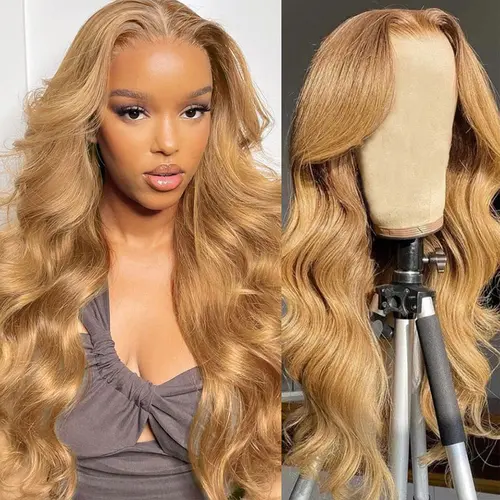 [Limited Deal] OQ HAIR Honey Blonde 7x5 Body Wave Drawstring Wear Go Wig Human Hair 220% Density #27 Colored Glueless Lace Front Wigs Pre Everything #SohoChic #TikTokShopBackToSchool