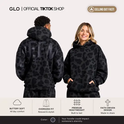 GLO Kingdom Essential Animal Printed Hoodie, Polyester, Tops