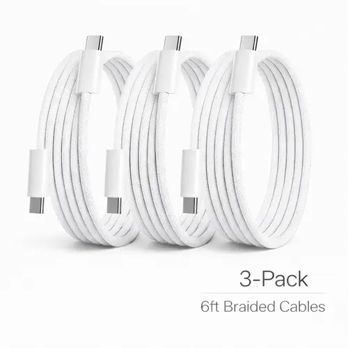 3-Pack 6FT 60W USB-C to USB-C Fast Charging Cable, Durable Nylon Braided Cord for iPhone 17/16/15 Pro/ Pro Max/ Air,iPad Pro Electronic Cellphone