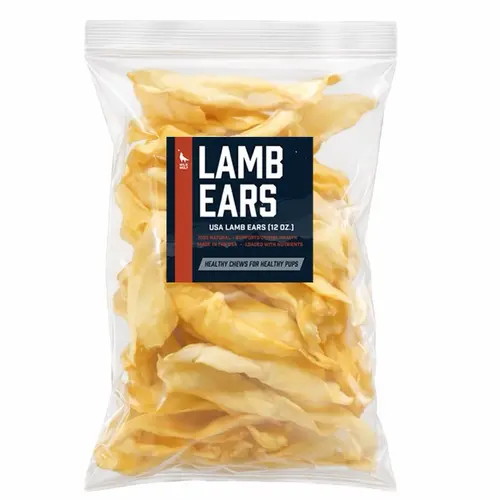 USA Lamb Ears (12oz./~16 Ears) 100% Natural Dog Chew Treat - Single-ingredient Lamb Ears - Healthy, High Protein Dog Snack