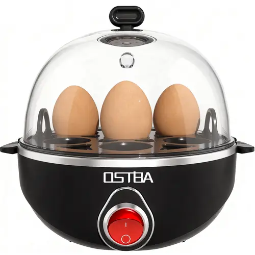 OSTBA Egg Cooker 7-Egg Electric Boiler with Manual Switch Overheat Protection Mini Food Steamer for Soft Medium & Hard Eggs Easy to Clean Portable Black Multi-Function,home essentials
