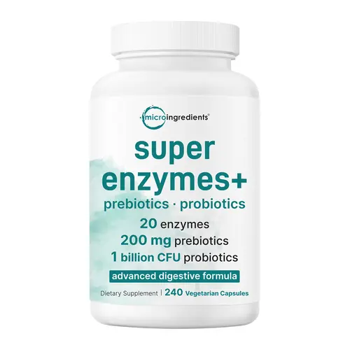Micro Ingredients Super Enzymes + Prebiotics & 1 Billion CFU Probiotics, 240 Veggie Capsules
