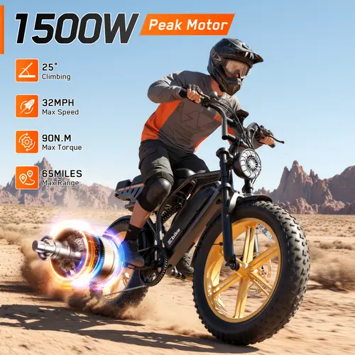 2026 New TST R9 Electric Bike for Adults, 1500W Peak Motor, 48V 15Ah Built-in Battery, 60 mi Range, 28 MPH, 20 inch All-Terrain Fat Tires, Rear Seat Footrest, LED Lights, UL2849 Certified