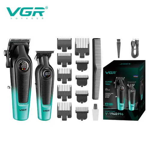 VGR V-196&996 Professional Hair Clippers for Men Cordless Barber Clippers & Beard Trimmer Zero-Gap T-Blade Trimmer Set with LED Display tiktokshopbacktoschool,back to school,back to school haul