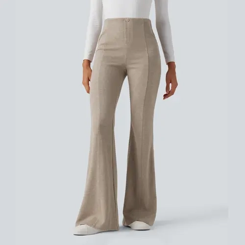 Halara Ribbed High Waisted Tummy Control Casual Flare Pants