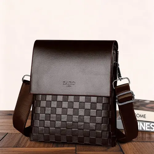 Father's Day Gifts, Men's Business Casual Solid Color Crossbody Shoulder Bag, High-Quality Daily Commuting Bag for Everyday Use