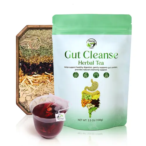 Gut Cleanse Herbal Tea - Caffeine-Free, Sugar-Free, Non-GMO, Mixed 9 Natural Herbs Blend (Mint, Ginger, Lemongrass) Edible Corn Fibers Tea Bags & Loose Leaf for Adults' Digestion Support, Back to School, iTREE