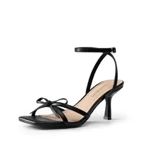 DREAM PAIRS Women's Elegant Kitten Heel Sandals - Decor-Enhanced Bow-Knot, Square Open-Toe, Strappy Adjustable Straps, Cushioned Insole, Anti-Slip Sole, Ideal for Romantic Parties & Weddings, Summer Footwear, Heels for Women, Cute Comfy Sandals
