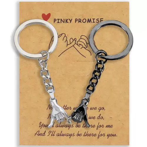 Summervibes 2pcs Pinky Promise Gift Matching Gifts for Him Her  Best Friend fmaily Matching Keychains/Necklace  for Gifts